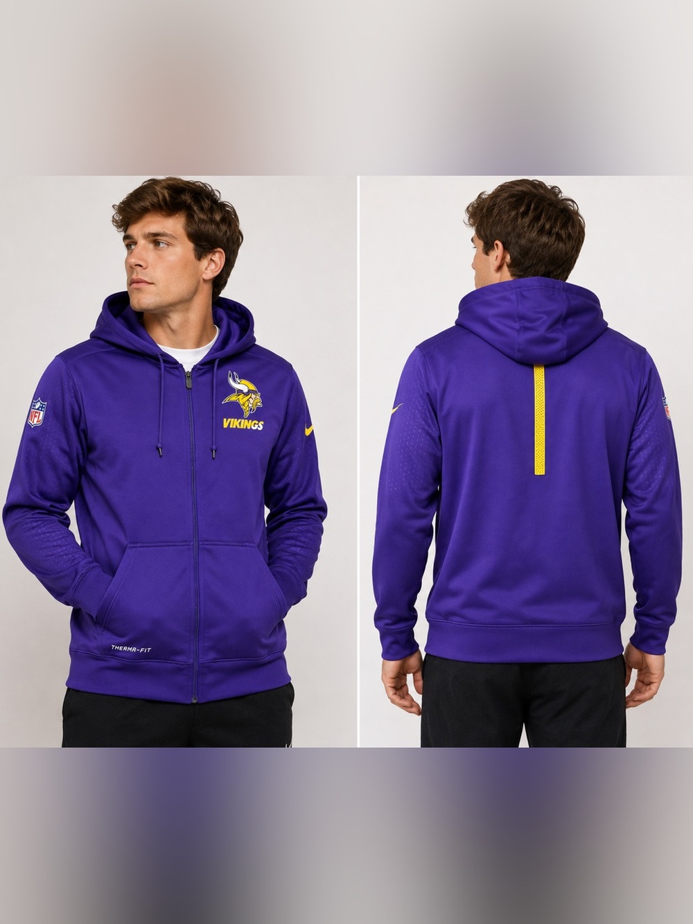 Nike Minnesota Vikings Therma-FIT Full Zip Hoodie Men’s Small Purple NFL - Picture 1 of 11